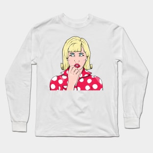 Worried Woman Pop Art Long Sleeve T-Shirt